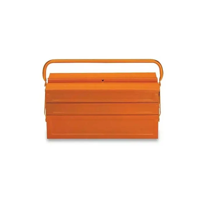 Five-section cantilever tool box empty sheet metal orange colour