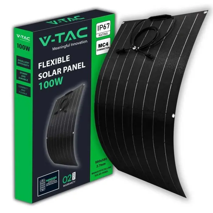 V-TAC VT-10100 pannello solare fotovoltaico flessibile 100W - compatibile  solo con MICROINVERTER - modulo solare pieghevole - sku 11568