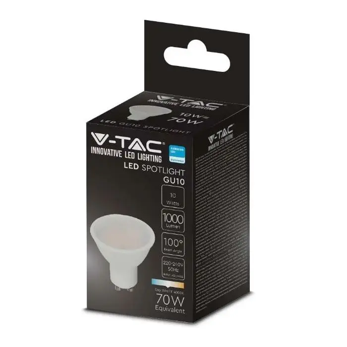V-TAC PRO VT-271 Ampoule spot LED samsung chip SMD 10W GU10 blanc naturel  4000K - SKU 21879