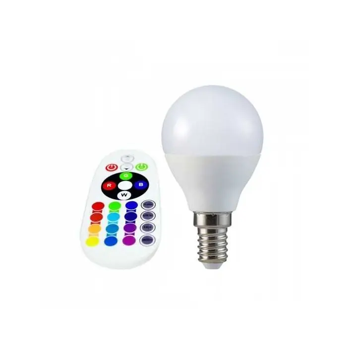 V-TAC SMART VT-2234 ampoule LED 3.5W E14 P45 RGB+W blanc chaud 3000K avec  télécommande RF - sku 2775