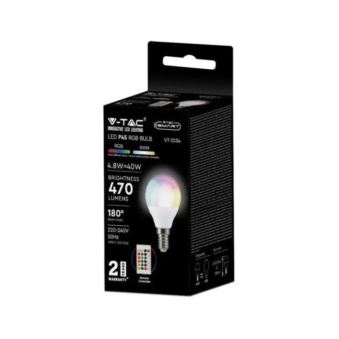 V-TAC SMART VT-2234 lampadina LED E14 4.8W P45 RF RGB+W