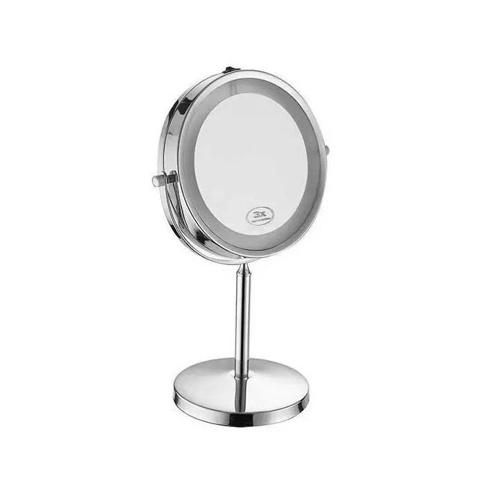 V-TAC VT-7572 Lampada specchio ingrandimento 1x - 3x con luce LED integrata  3W bianco freddo 6400K da tavolo orientabile colore grigio cromato - sku  6629