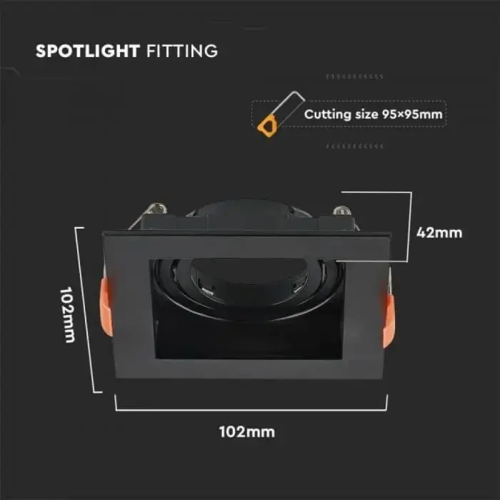 V-TAC Portafaretto LED Da Incasso Quadrato - Nero, Per Faretti GU10 - Foto 8