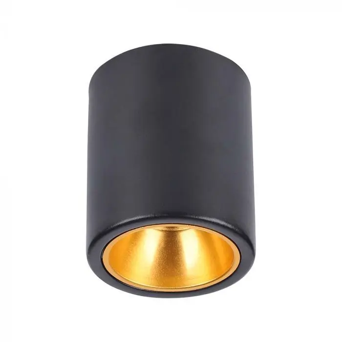 Plafonnier Spot LED GU10, Montage en Surface, Rond, Noir 