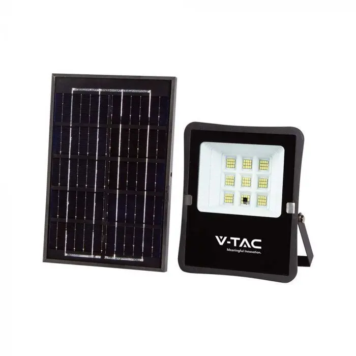 V-TAC VT-55050 Faro LED 400lm alimentato a pannello solare 6W fotovoltaico  batteria con Telecomando luce bianco freddo 6400k sku 6964