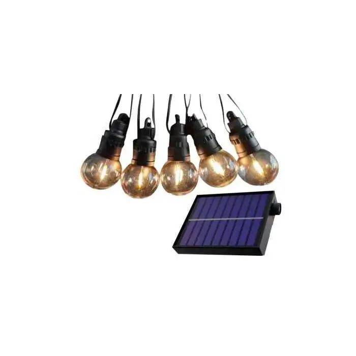 V-TAC VT-71512 Guirlande lumineuse LED avec panneau solaire et télécommande  12mt 10 ampoules à filament mini globe 0,5W 3000K IP44 - sku 7804