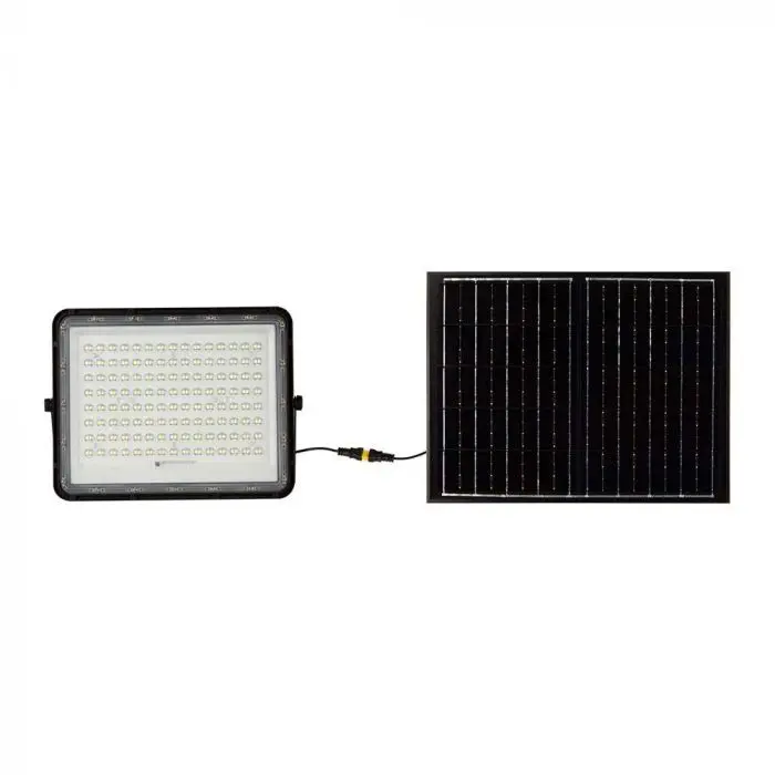 V-TAC VT-180W Faro led nero con pannello solare 20W e telecomando LED  Proiettore con batteria sostituibile 6400K 3m Cavo - 7827