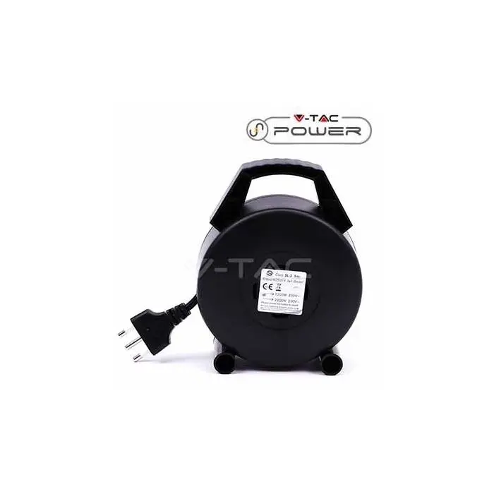 Prolunga con avvolgicavo 5 m con 4 prese bivalenti e 2 USB
