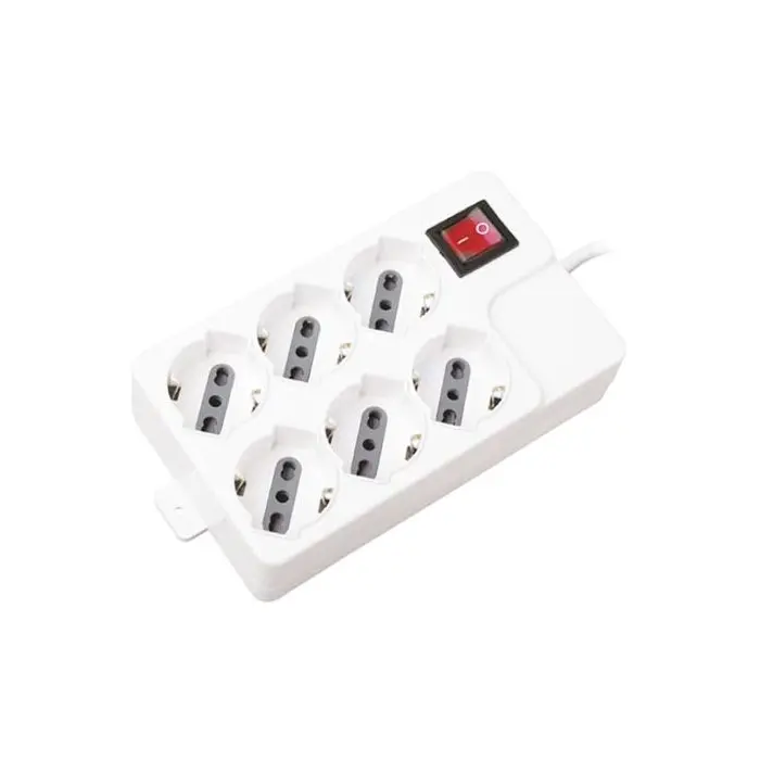 V-TAC Rallonge électrique Multiprise 6 x Schuko 10/16A câble 1,5m  interrupteur on/off protecteur de surcharge - sku 8749