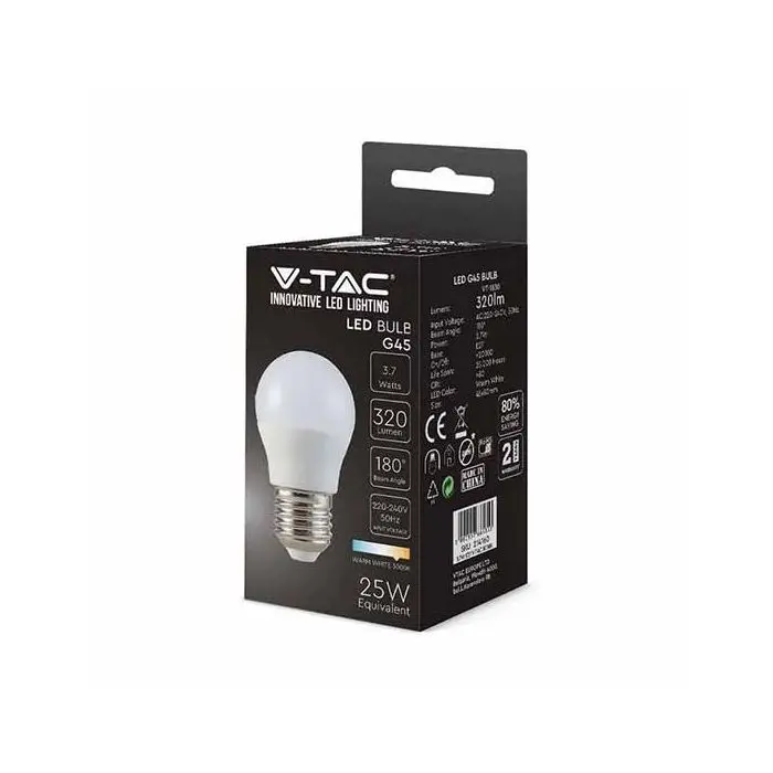 V-TAC VT-1830-N Lampadina LED 3.7W E27 180° 320LM G45 bianco caldo 3000K -  SKU 214160