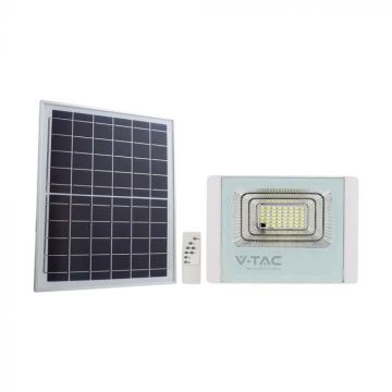 V-TAC 20W LED spotlight with solar panel and remote control, replaceable battery 6400K white - 10409