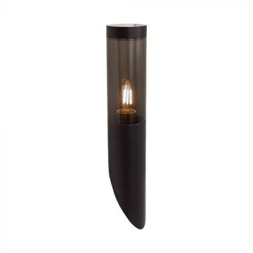 V-TAC VT-1183 E27 LED-Wandlampenhalter aus Edelstahl, Rauchglas, schwarze Farbe, diagonale Befestigung IP44 – 10470