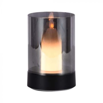 V-TAC VT-7564 2W 3000K LED candle table lamp with rechargeable battery and motion sensor, black color - SKU 10567