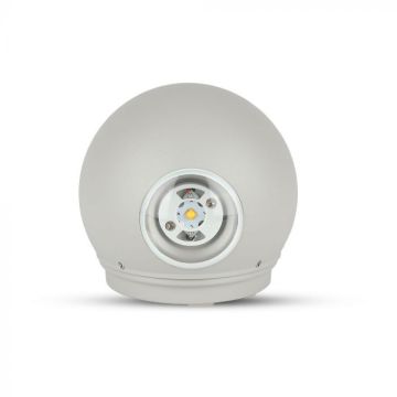 V-TAC VT-836 Lampada LED da parete forma sferica 4W Doppio Fascio Luminoso corpo Grigio 4000K IP65 - 218306
