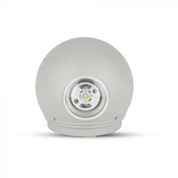 V-TAC VT-836 LED-Wandleuchte, Kugelform, 4 W, doppelter Lichtstrahl, graues Gehäuse 4000 K, IP65 – 218306