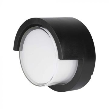 V-TAC VT-831 7W round LED wall lamp with semi-covered diffuser, black body 3000K IP65 - 218609