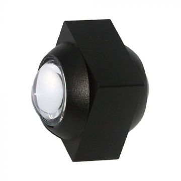 V-TAC VT-2503 2W LED wall lamp square double light beam 3000K black color IP54 - SKU 23028