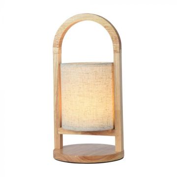 V-TAC VT-7570 Lampe de table LED style tissu bois 1,5W Beige Lumière rechargeable Dimmable 3000K - 23091