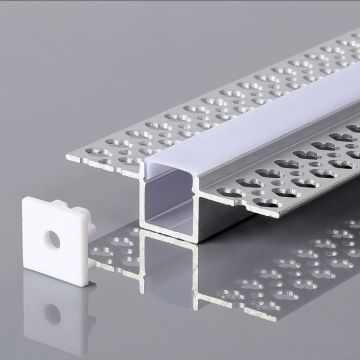 V-TAC VT-8201 Aluminiumprofil für versenkte silberne LED-Streifen mit satinierter Abdeckung (maximale Länge: 12,4 mm), 2000 x 55 x 15 mm