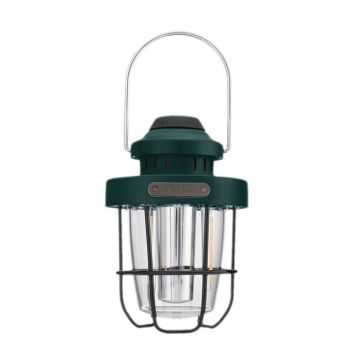 V-TAC USB rechargeable battery camping lantern 3W SMD + 5W SMD dimmable work lamp IP44 Green color 2700K+6500K - 23337