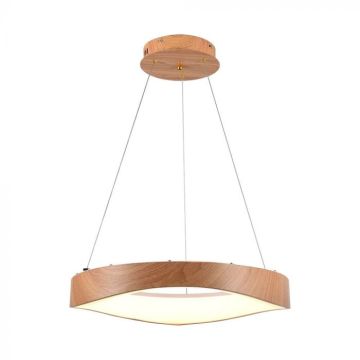 V‑TAC Lampadario LED 25 W Ø500mm a sospensione Design Circolare in Legno, luce 3000 K – 23364