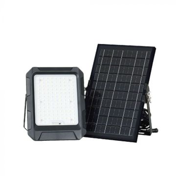 V-TAC VT-55W 10W Solar Panel LED Floodlight with replaceable battery, remote control, 3m cable Black Color 4000K IP65 - 23438