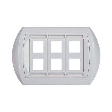 Universalplatte mit 6 RJ45-Ausgängen mit KEYSTONE-Anschluss, weiße Farbe Fanton 23953
