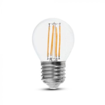 Ampoule LED V-TAC VT-2366 6W goutte E27 G45 filament 100lm/w en verre transparent lumière chaude 3000K - 212842