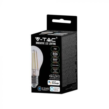 V-TAC Ampoule intelligente E27 WiFi 7W A60 dimmable 3IN1 google home et amazon alexa app smartphone - 3001