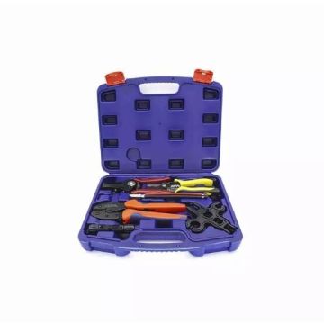 Case kit for photovoltaic system installation accessories - pliers, cable stripper, connector keys
