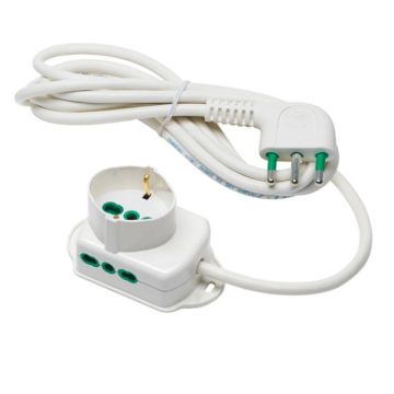 FANTON TRIAX power strip 1 2P+E 16A Schuko bypass socket at the top + 2 Italian bypass sockets on the sides, 3 m cable. 42107