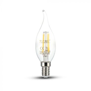 V-TAC Lampadina LED E14 4W Candela a Fiamma Filamento 4000K - 4429