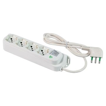 FANTON OMEGA ECO RELIFE power strip, 4 Schuko bypass sockets, 1.5 m cable. 16A angled plug + illuminated bipolar switch 47420ECO