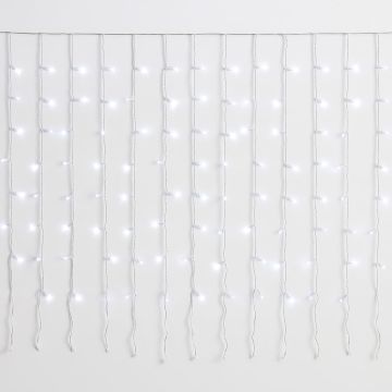 ETTROIT Tenda Luminosa 200 LED, 2Mt, Luce Bianca, Cavo Bianco, IP65, Prolungabile, Effetto Flash , Con fili uniformi da 2 metri , ghirlanda nataliza, negozi, balcone natale
