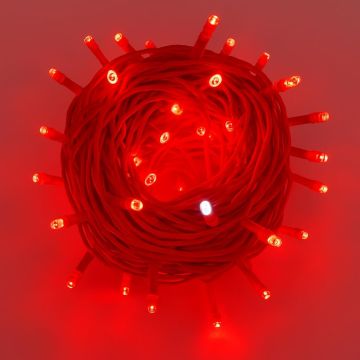 ETTROIT Catena Luminosa 100 LED, 10Mt, Luce Rossa, Cavo Rosso, IP65, Prolungabile, Effetto Flash Bianco, ghirlanda nataliza, negozi, balcone