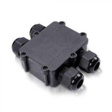 V-TAC VT-871 4-Pin-Anschlussdose schwarz PVC wasserdicht IP68 mit Klemmenblock - SKU 5982