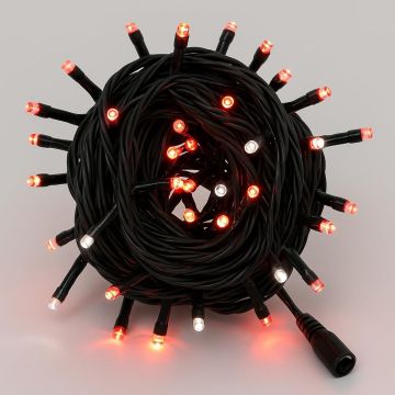 ETTROIT Catena Luminosa 100 LED, 10Mt, Luce Rosso, Cavo Nero, IP65, Prolungabile, Effetto Flash Bianco, ghirlanda nataliza, negozi, balcone