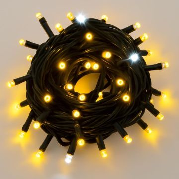 ETTROIT Catena Luminosa 100 LED, 10Mt, Luce Giallo, Cavo Nero, IP65, Prolungabile, Effetto Flash Bianco,  ghirlanda nataliza, negozi, balcone