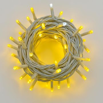 ETTROIT Catena Luminosa 100 LED, 10Mt, Luce Giallo, Cavo Bianco, IP65, Prolungabile, Effetto Flash Totale, ghirlanda nataliza, negozi, balcone