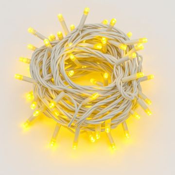 ETTROIT Catena Luminosa 100 LED, 10Mt, Luce Oro, Cavo Bianco, IP65, Prolungabile, Effetto Flash , ghirlanda nataliza, negozi, balcone