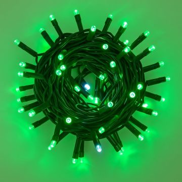 ETTROIT Catena Luminosa 100 LED, 10Mt, Luce Verde, Cavo Nero, IP65, Prolungabile, Effetto Flash Bianco, ghirlanda nataliza, negozi, balcone