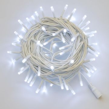 ETTROIT Catena Luminosa 100 LED, 10Mt, Luce Bianca, Cavo Bianco, IP65, Prolungabile, Effetto Flash Totale, ghirlanda nataliza, negozi, balcone
