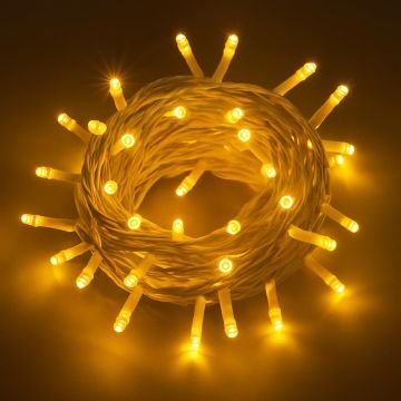 ETTROIT Catena Luminosa 300 LED, 30Mt, Luce Giallo, Cavo Bianco, IP65, Prolungabile, Effetto Flash , ghirlanda nataliza, negozi, balcone natale
