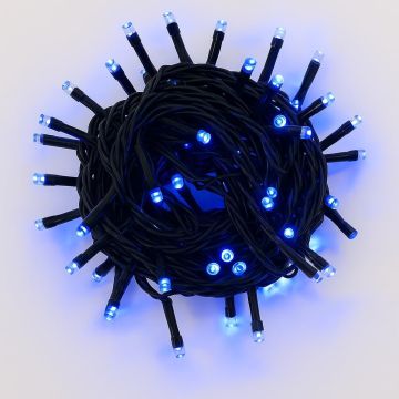 ETTROIT Catena Luminosa 100 LED, 10Mt, Luce Blu, Cavo Nero, IP65, Prolungabile, Effetto Flash Bianco, ghirlanda nataliza, negozi, balcone