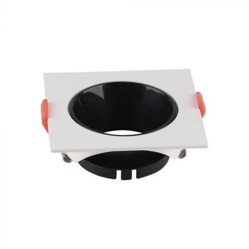 V-tac VT-932 Support de spot LED GU10 Carré blanc avec réflecteur noir - 6651