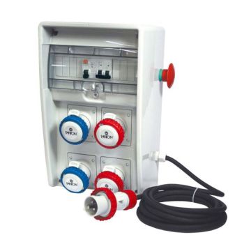 ULISSE ASC construction site electrical panel IP65 9kW 2 CEE 16A sockets and 2 380v inclined sockets with emergency button 74232