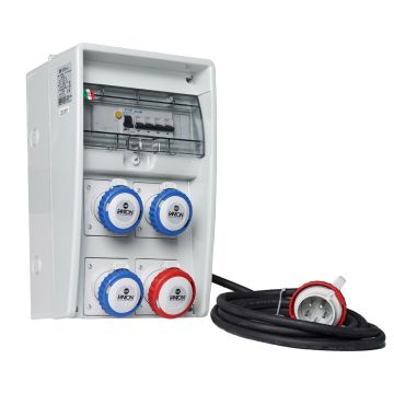 Construction site panel 9Kw ASC IP65 ULISSE 4 CEE sockets, 2 protections, with cable and emergency 74319