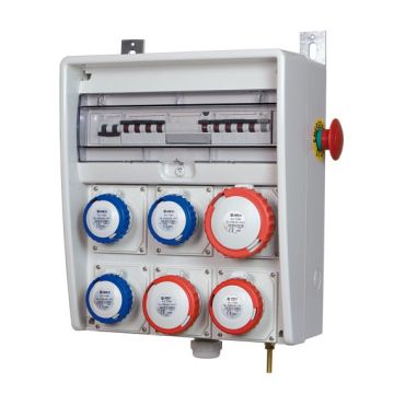 FANTON ULISSE &quot;PLUS&quot; construction site panel ASC IP65 18kw CEE 3 220V sockets + 3 380V sockets with emergency button