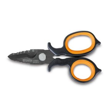 Double-acting electricians' scissors with milling profiles in DLC-coated stainless steel Beta 1128BAX
