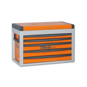 Cassettiera portatile 5 cassetti con serratura frontale e maniglie laterali vuoto colore arancione Beta C23S-O